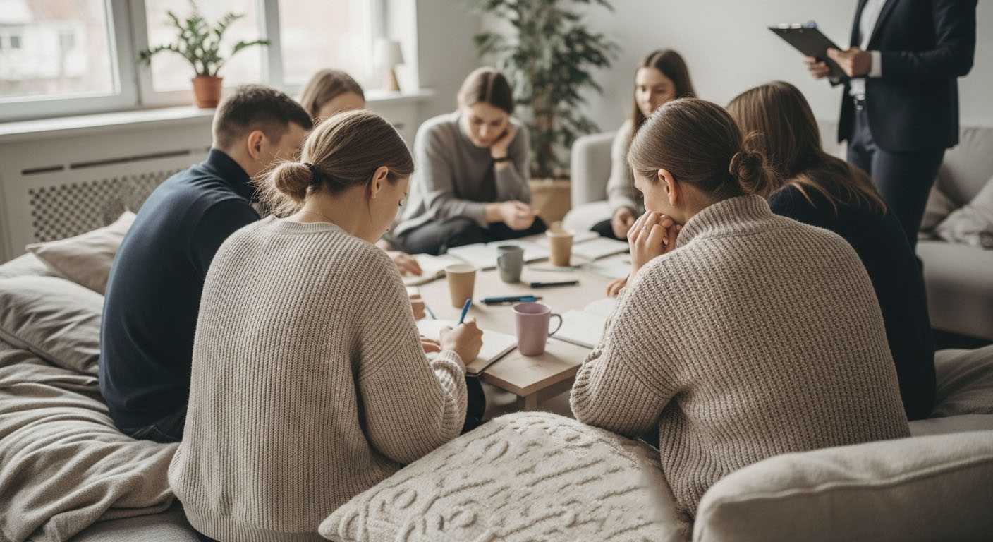 Пацианты общаются сидя в кругу